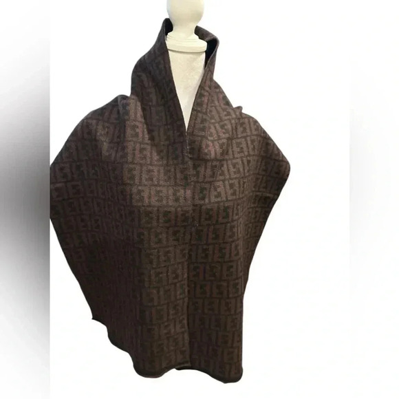Fendi genuine vintage Maroon / Black Wool winter Scarf Scarves - Picture 2 of 8